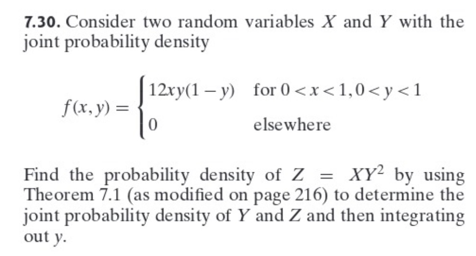 7.30. Consider two random variables X and Y with the joint probability