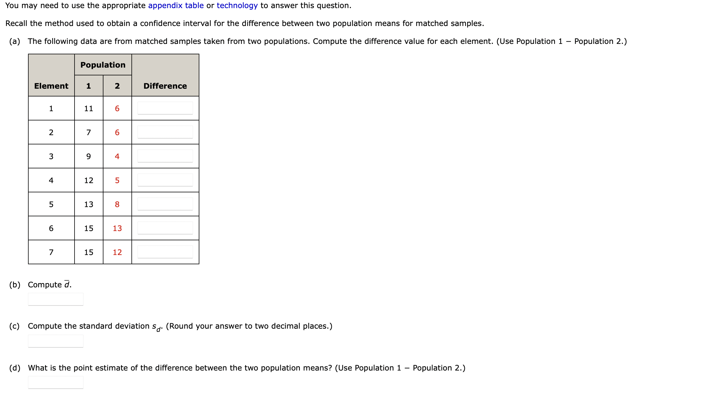 You may need to use the appropriate appendix table or technology to