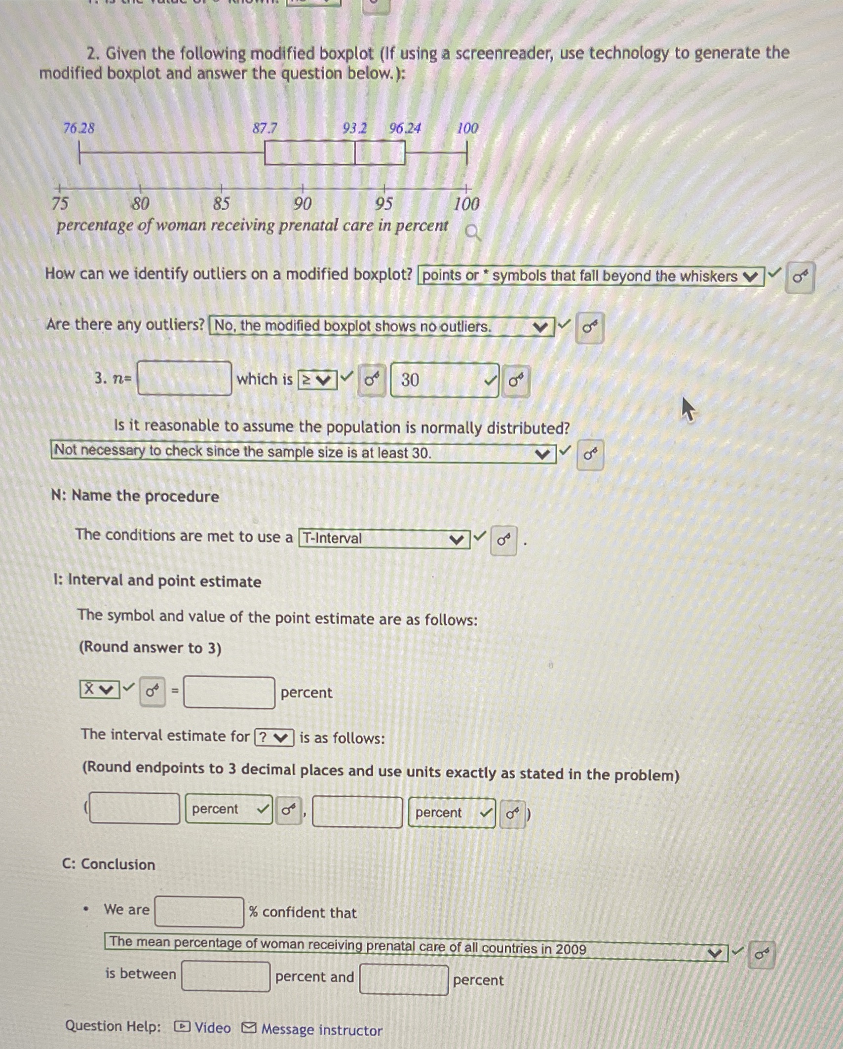 2. Given the following modified boxplot (If using a screenreader, use technology