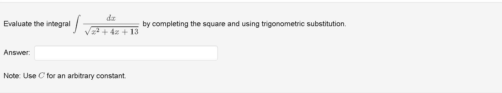 constant of integration. Also, use 1/tan(x) for cot(x), and use 1/sin(x) for