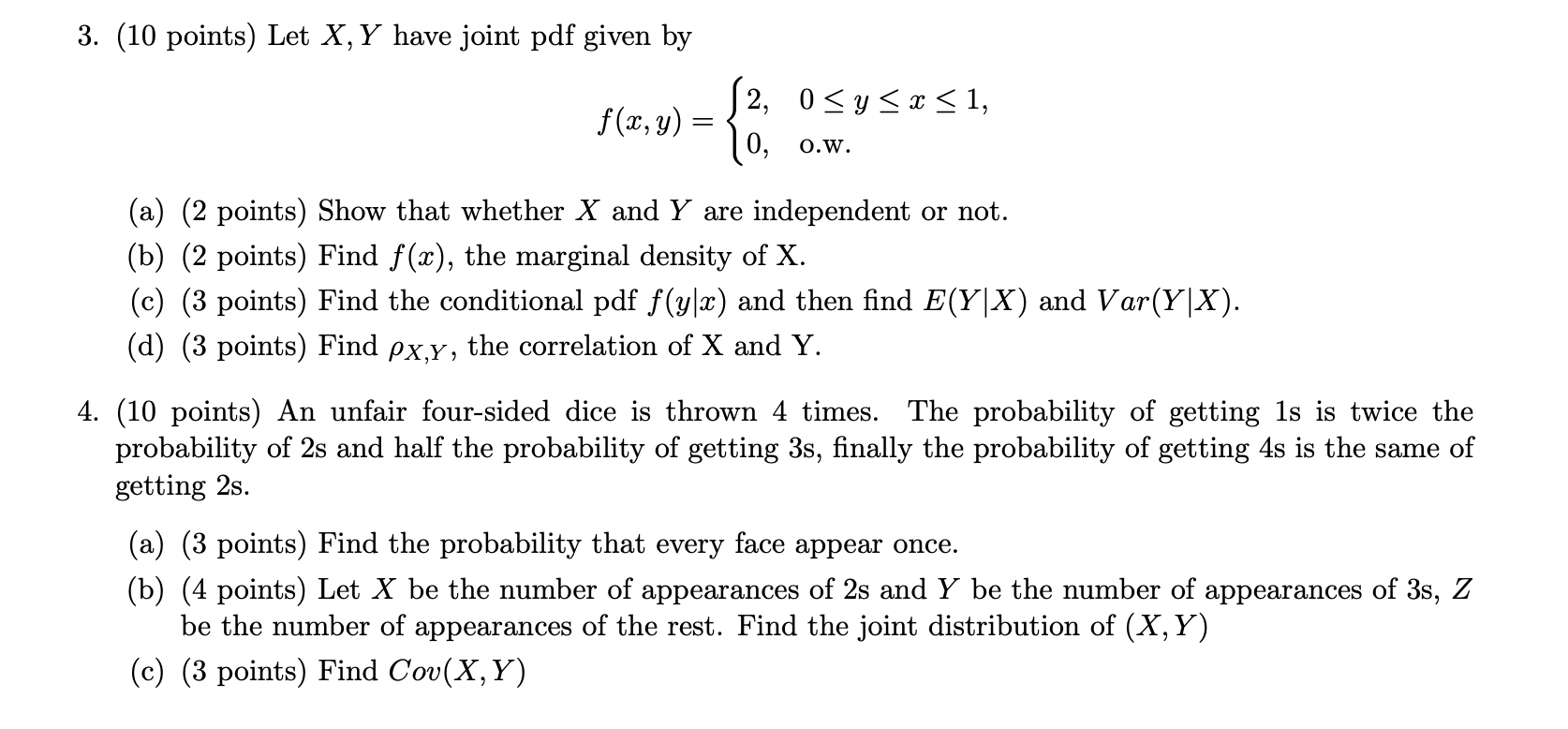 E[eY/2] 12, 0 < y < , f(y) O.W. (b) (3 points)