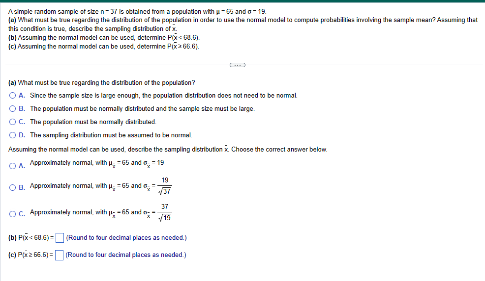 a population that is skewed right with = 81 and = 18.
