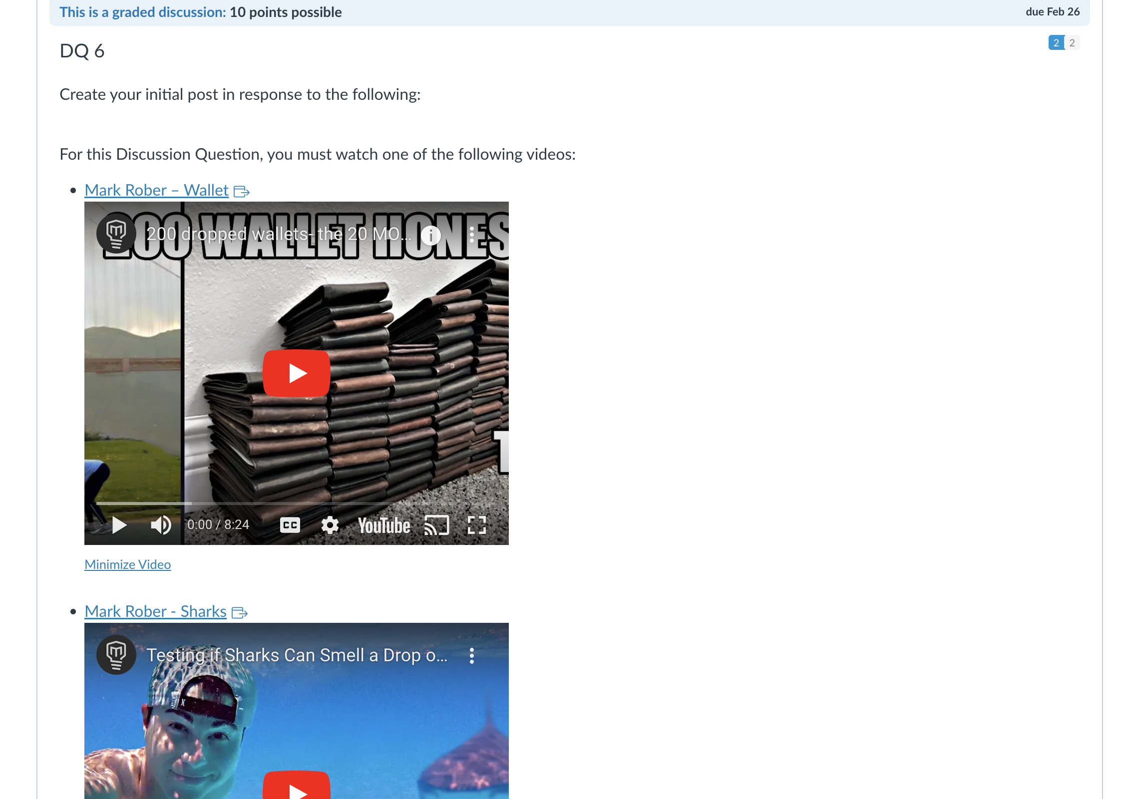 This is a graded discussion: 10 points possible DQ 6 Create your