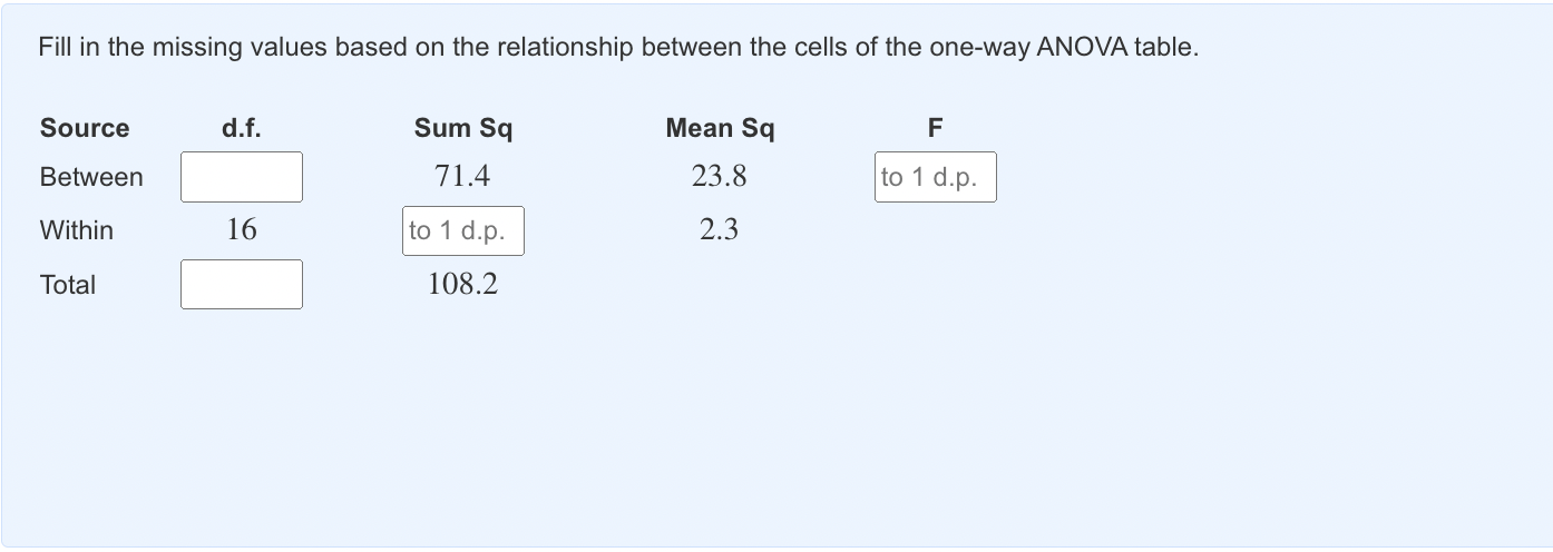 Fill in the missing values based on the relationship between the cells