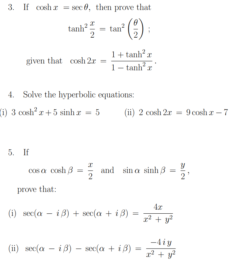 3. If cosh x = sec0, then prove that tanh2 2 x