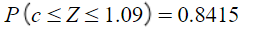 P(c Z 1.09) = 0.8415