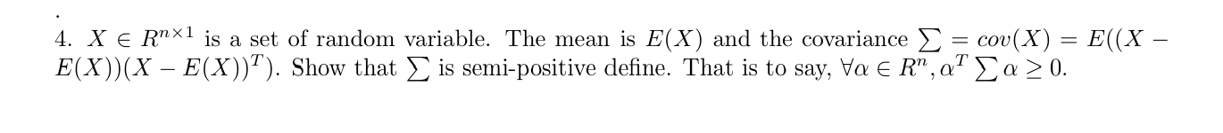 4. X R1 is a set of random variable. The mean is