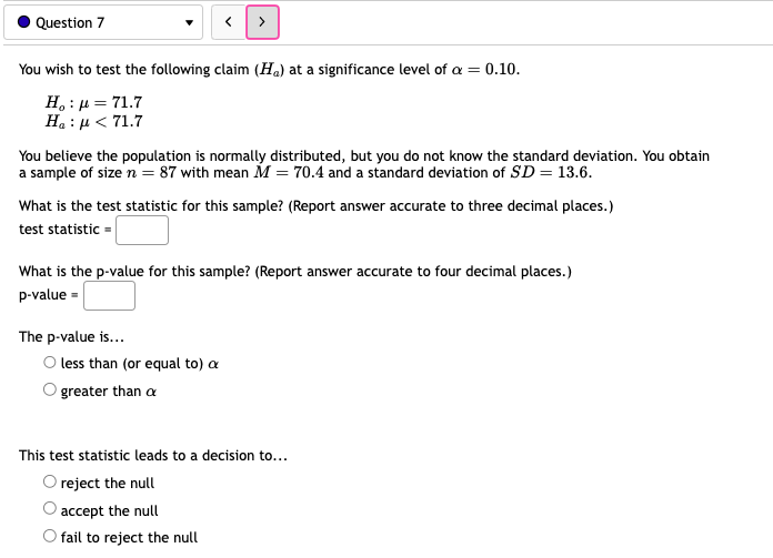 Your sample consists of 38 subjects, with a mean of 43.1 and