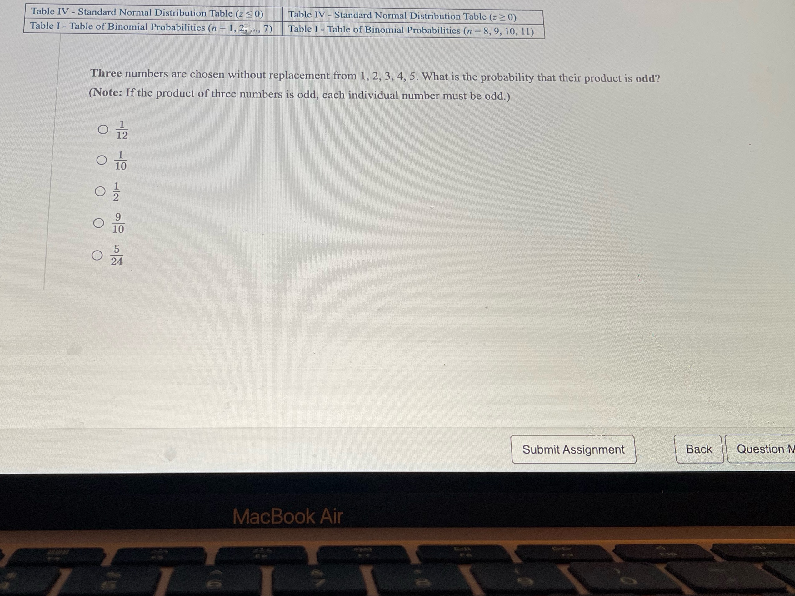 Table IV - Standard Normal Distribution Table (z < 0) Table I