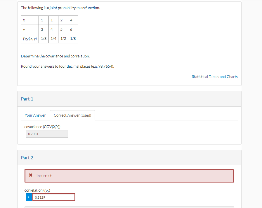 The following is a joint probability mass function. x 1 1 2