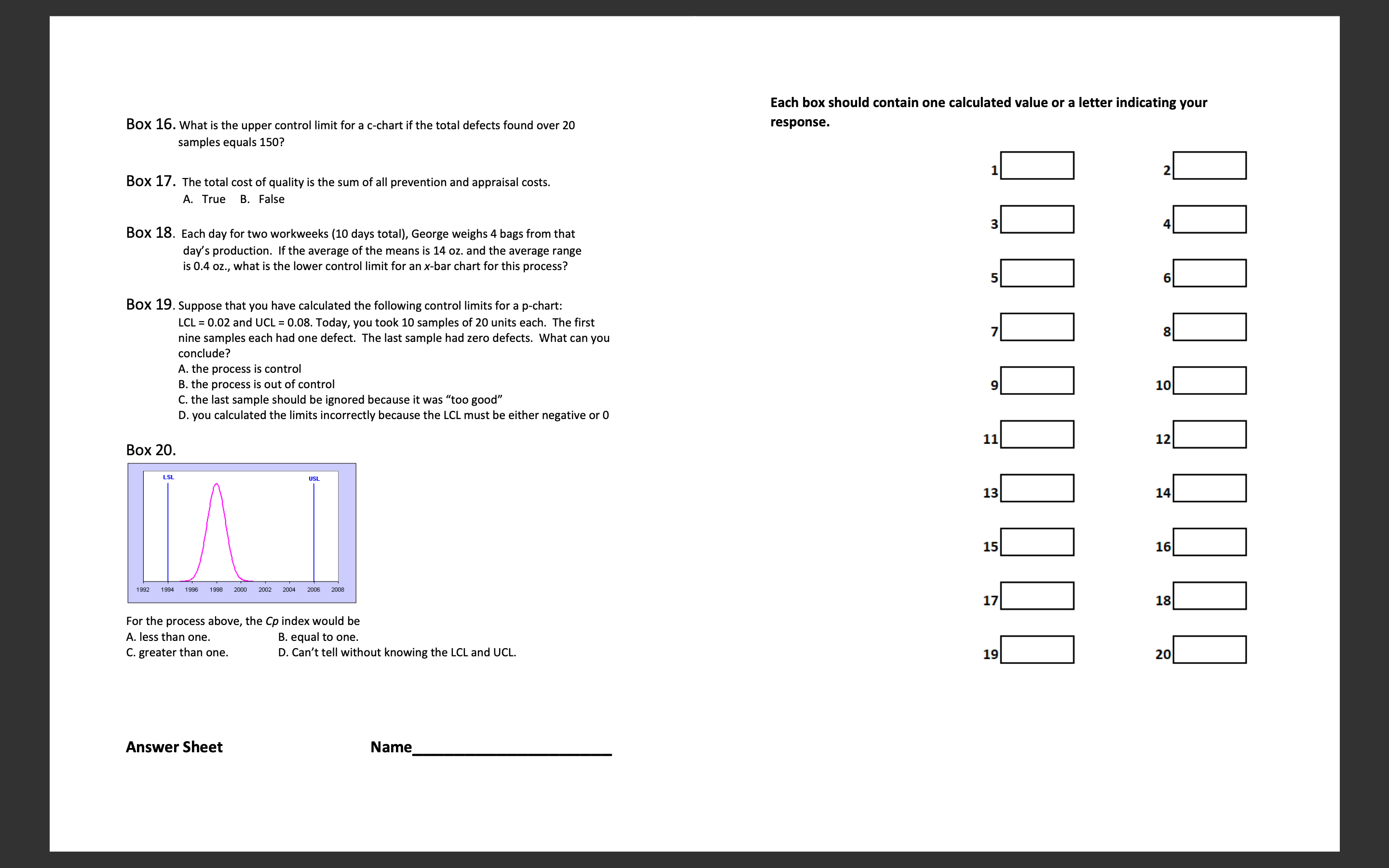 contain a number or letter reflecting your answer. Do not show any