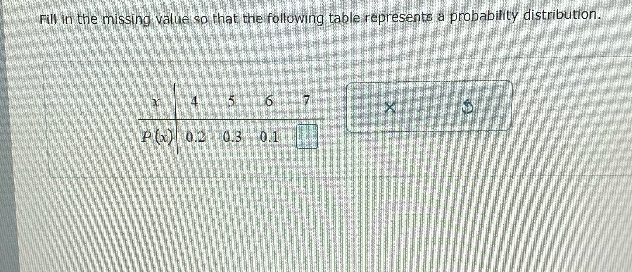 Fill in the missing value so that the following table represents a