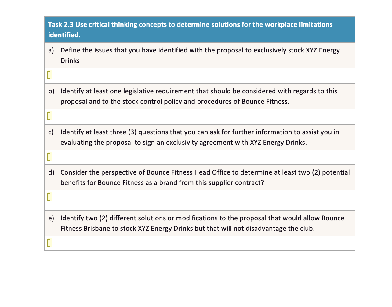 Task 2.3 Use critical thinking concepts to determine solutions for the workplace