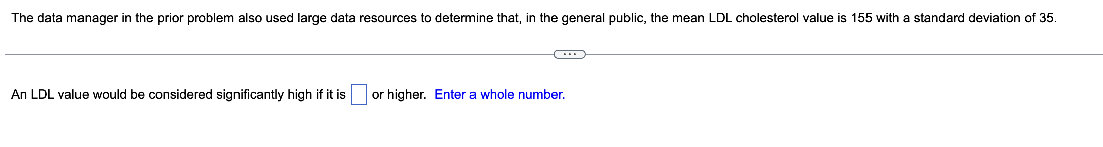 LDL cholesterol levels for the 30 patients who were on medication for