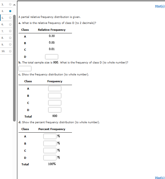 3. 1. 5. 6. 7. 8. 9. 10. A partial relative frequency