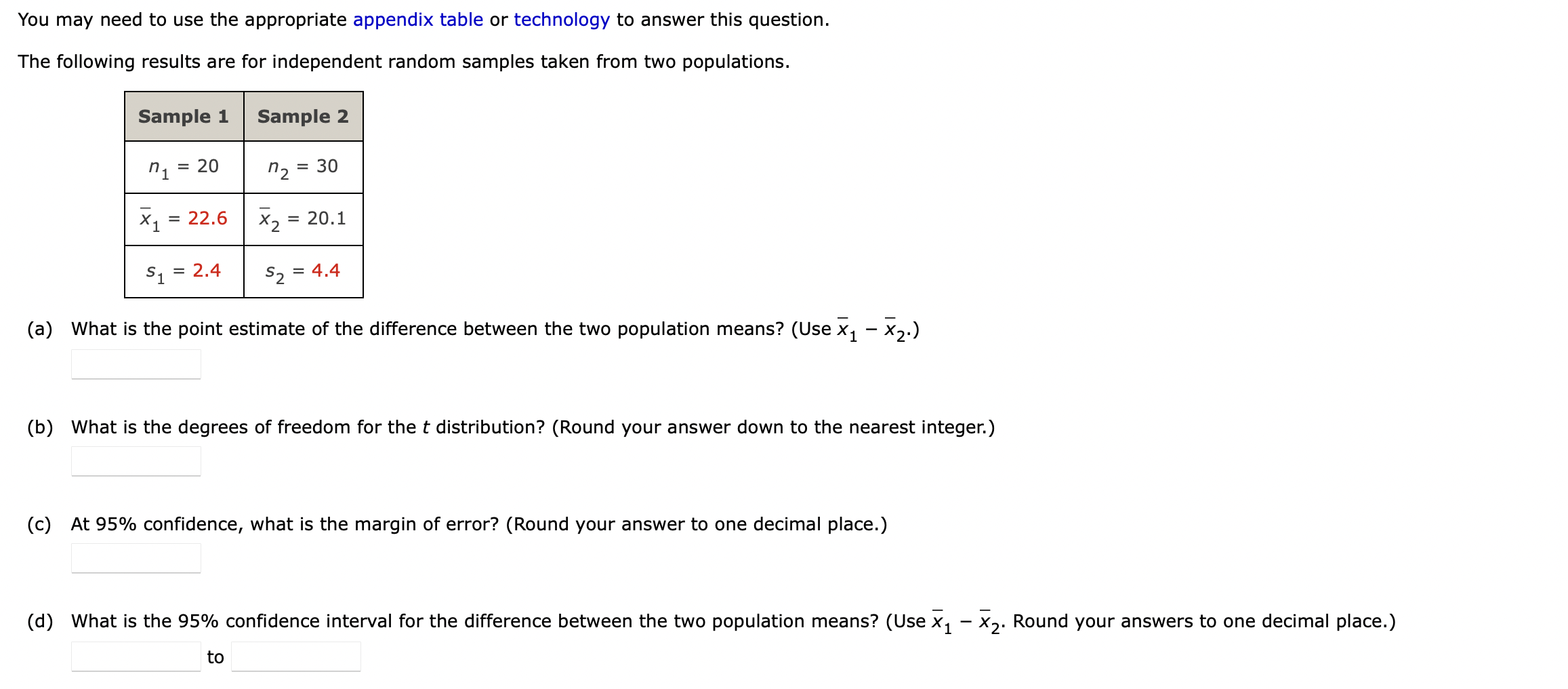 You may need to use the appropriate appendix table or technology to