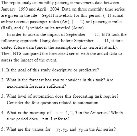 The report analyzes monthly passenger movement data between January 1990 and April