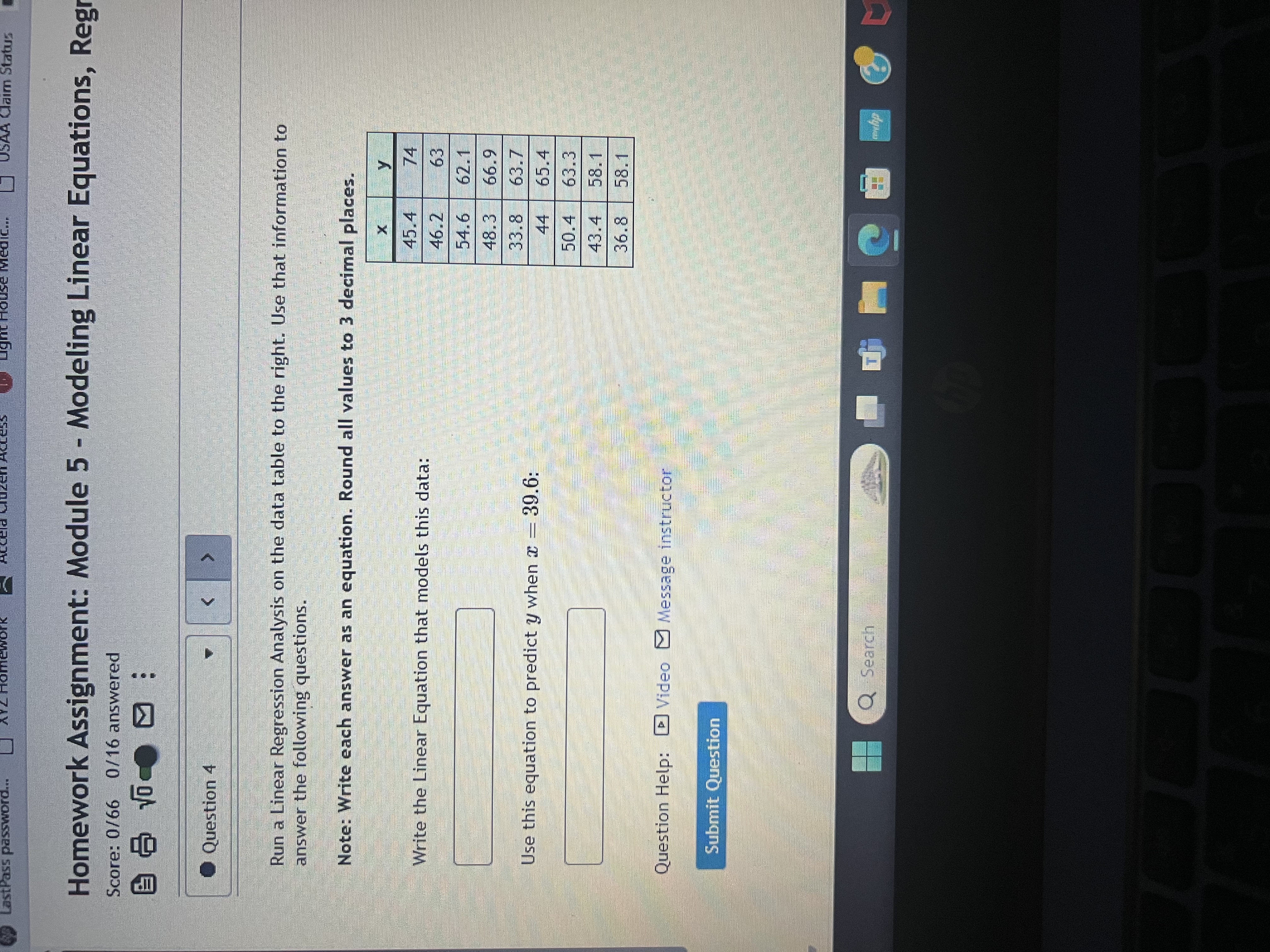 Medic... USAA Claim Status Clair Homework Assignment: Module 5 - Modeling Linear