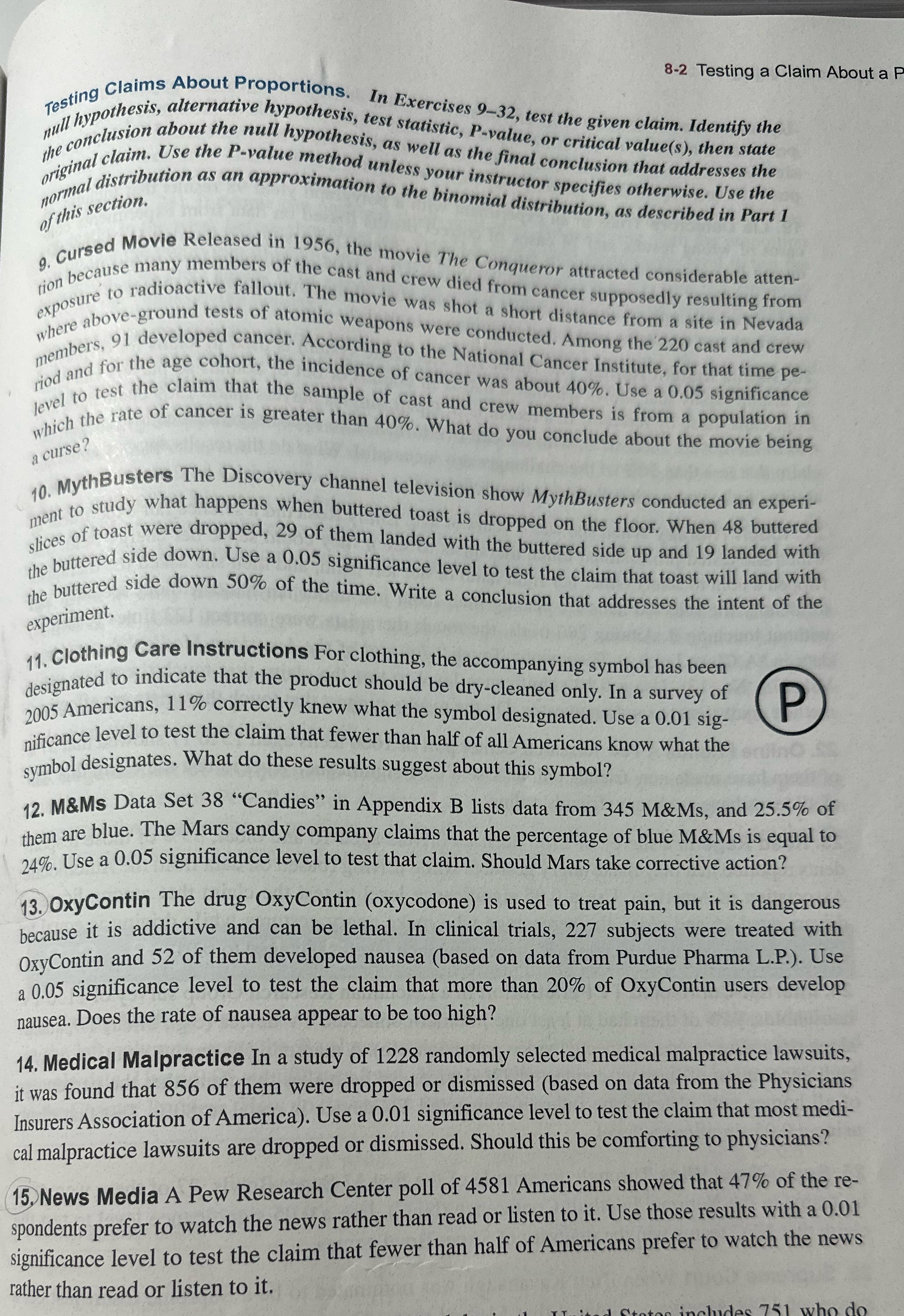8-2 Testing a Claim About a P Testing Claims About Proportions. In