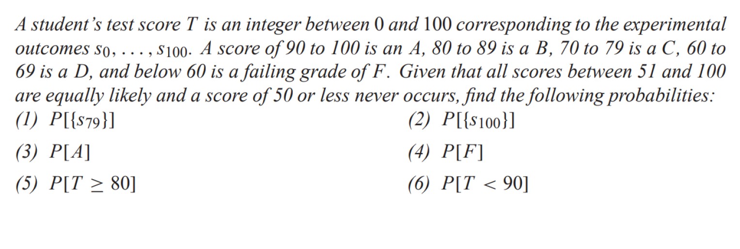 A student's test score T is an integer between 0 and 100