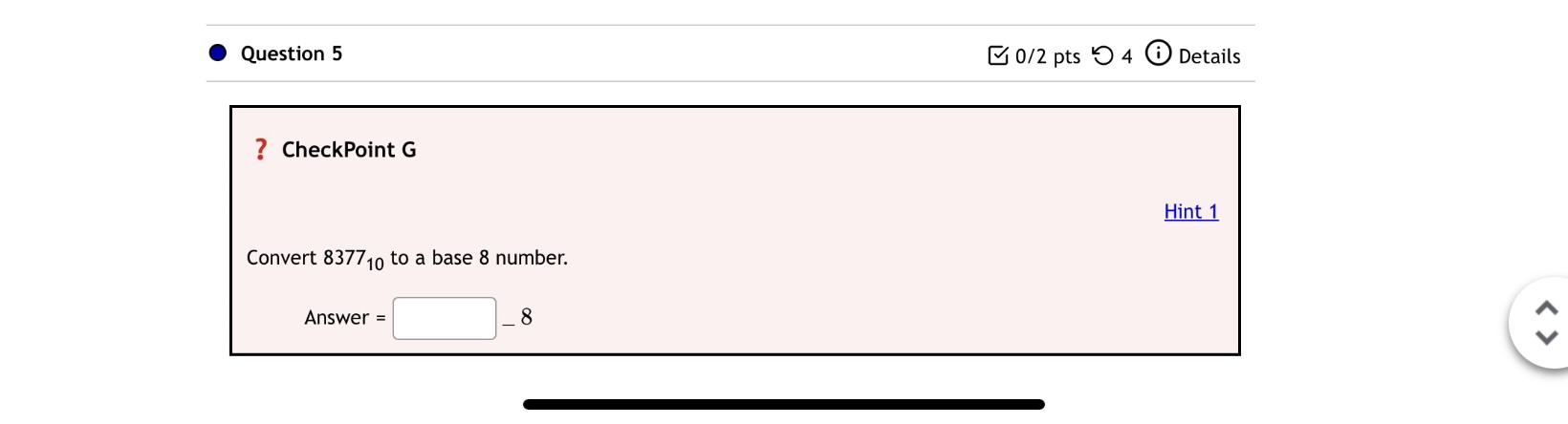 number, 935210, to base 5. Answer = 5 Question Help: Post to