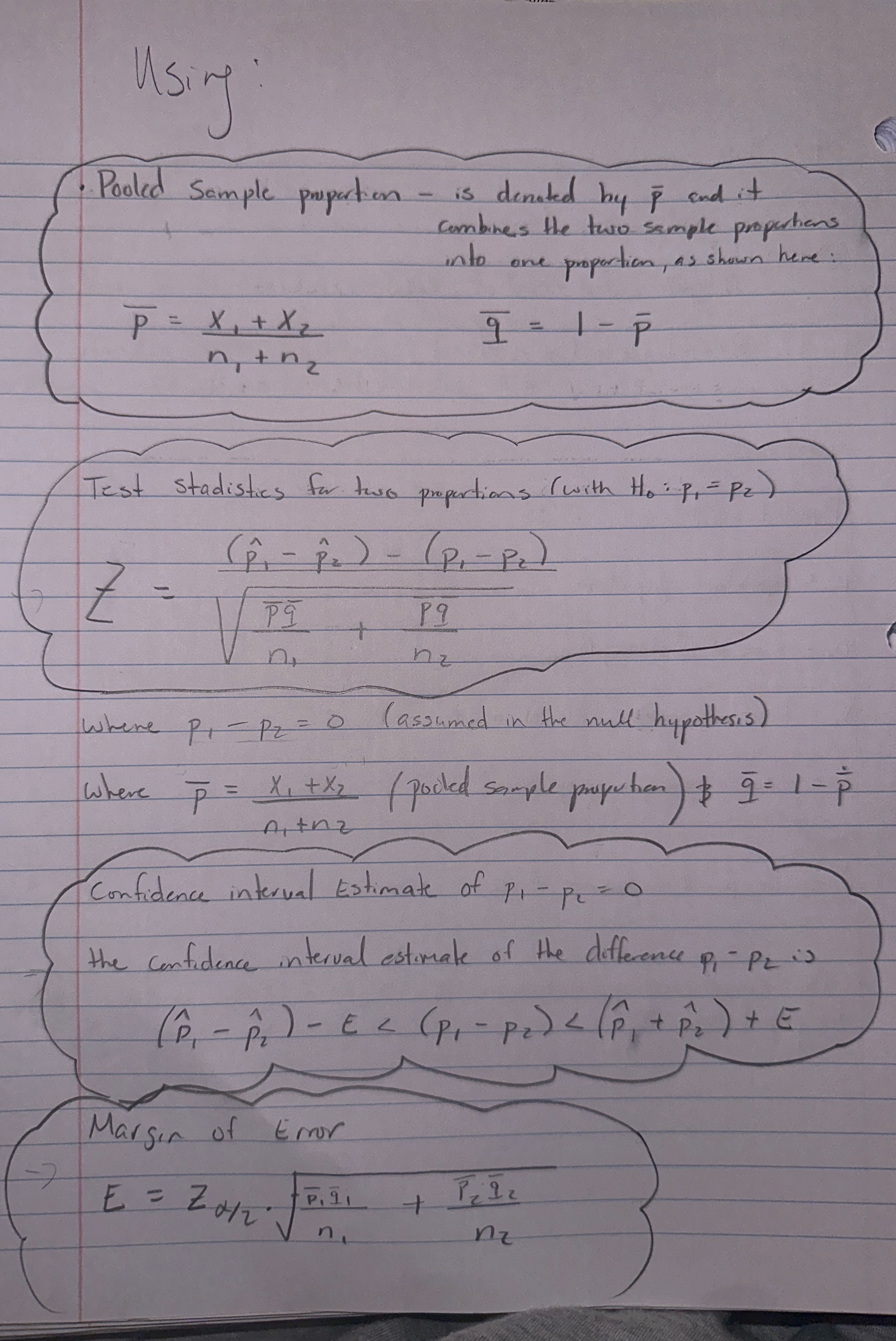 7 -7 Using Pooled Sample propertion. p = x + X n+n