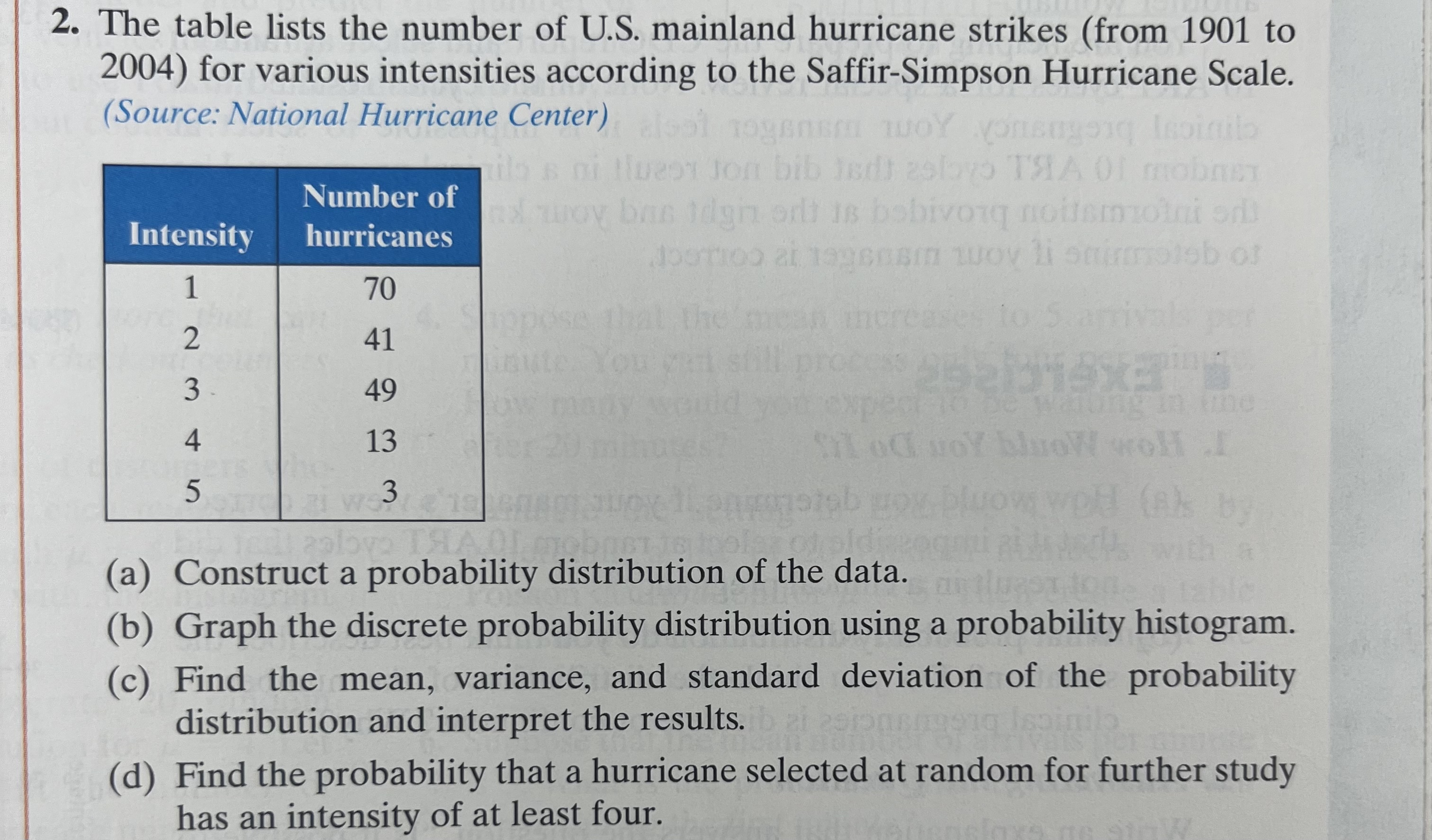 given data, letting Row 1 represent the x-values and Row 2 the