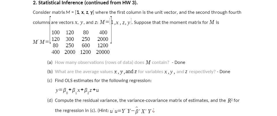 unit vector, and the second through fourth columns are vectors x, y,