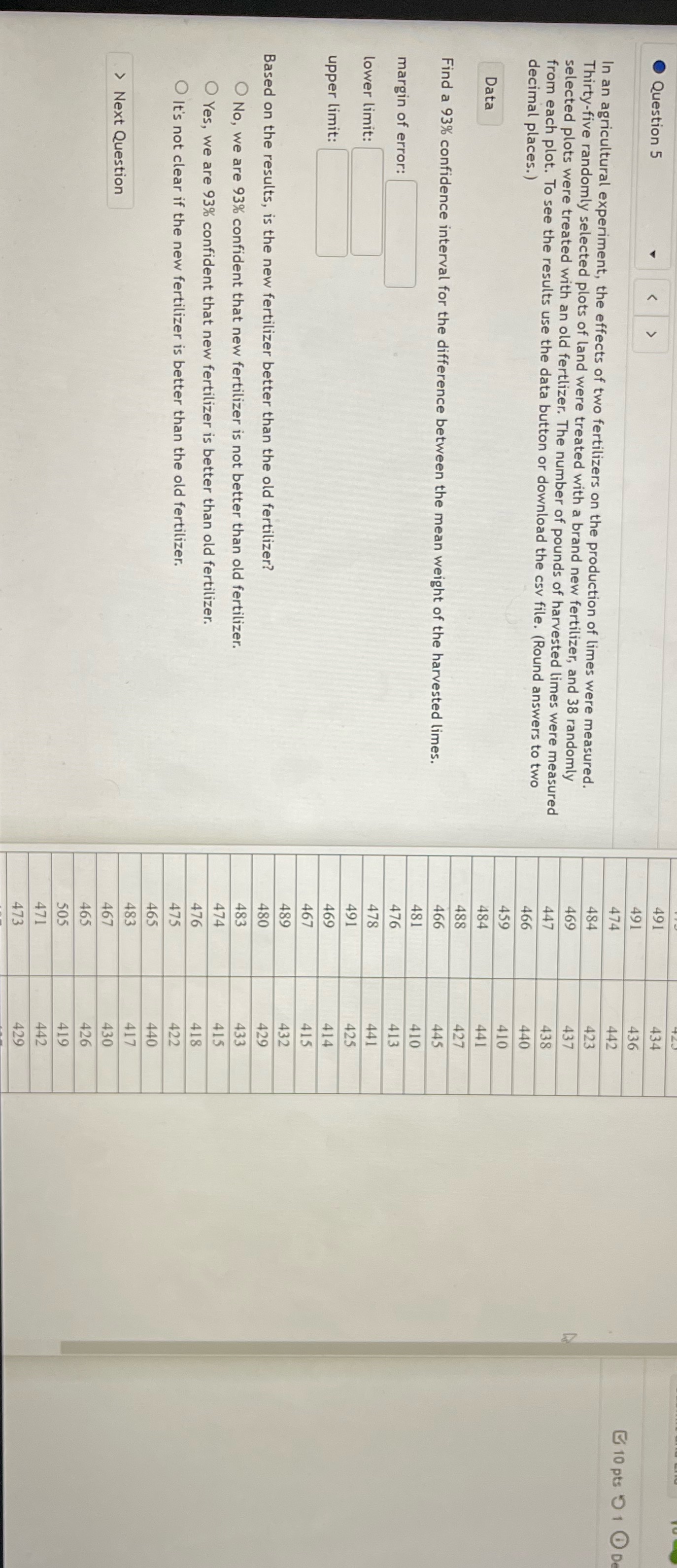 491 Question 5 434 < > 491 436 474 10 pts 1