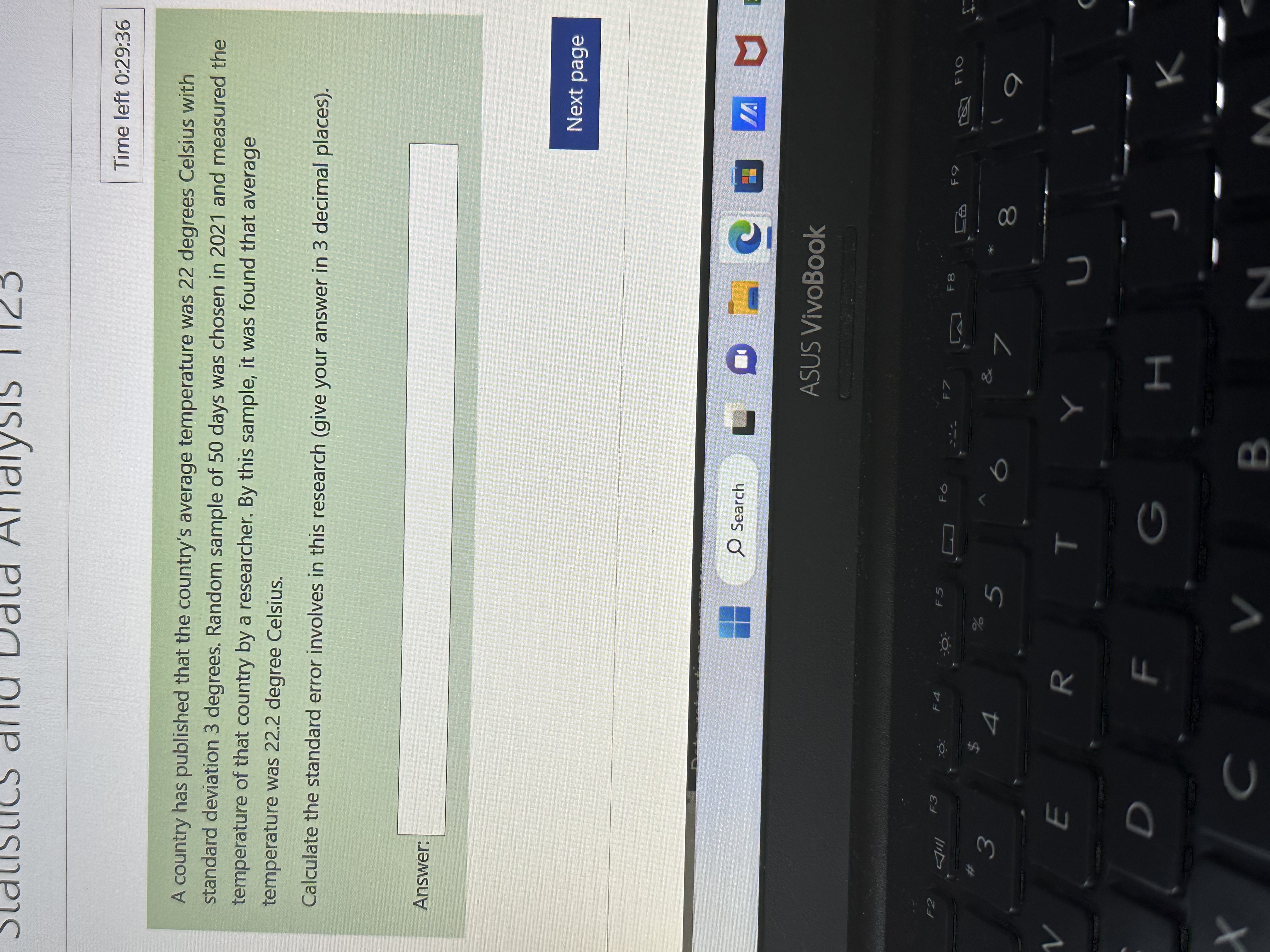 Statistics and Data Analysis 1123 Time left 0:29:36 A country has published