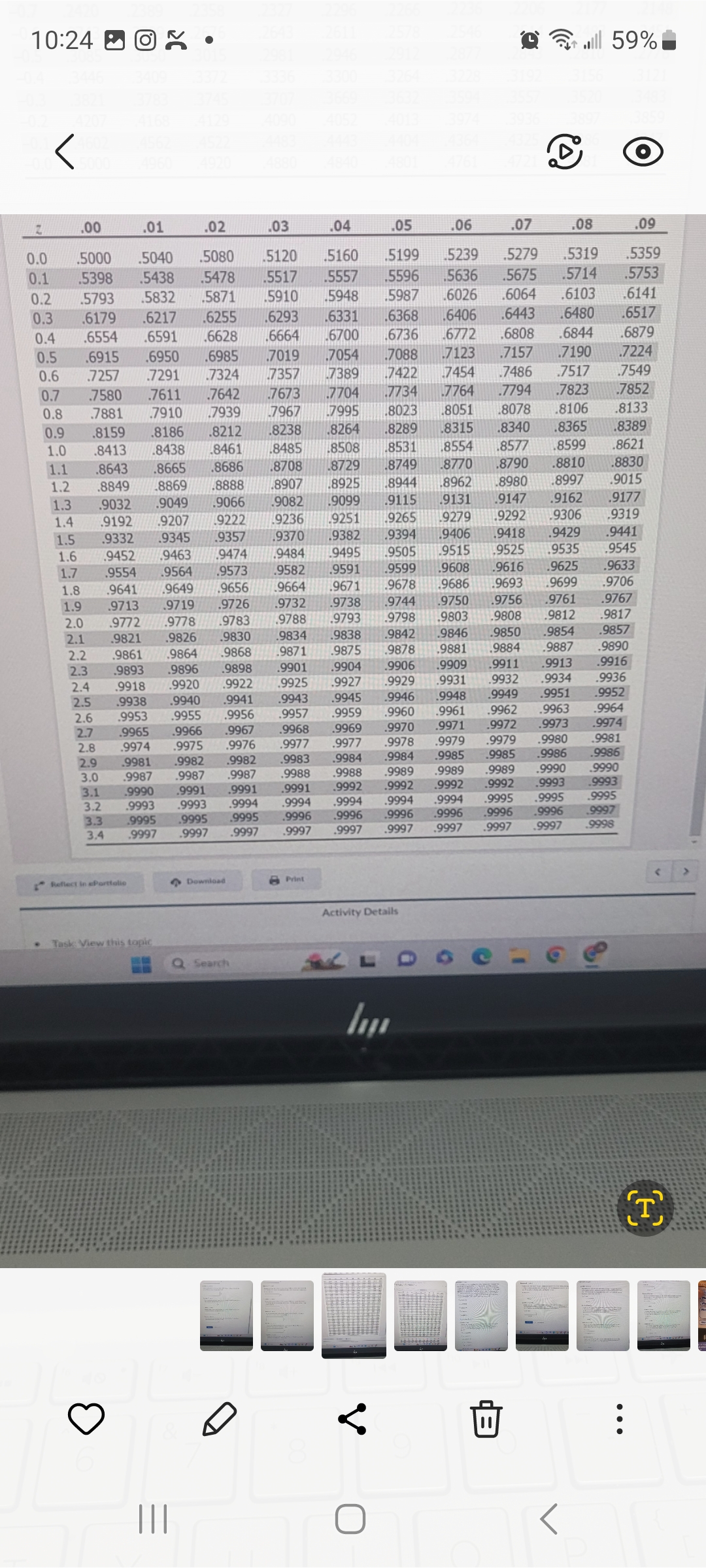 of -0.38. A Question 6 (2 points) Use the standard normal table