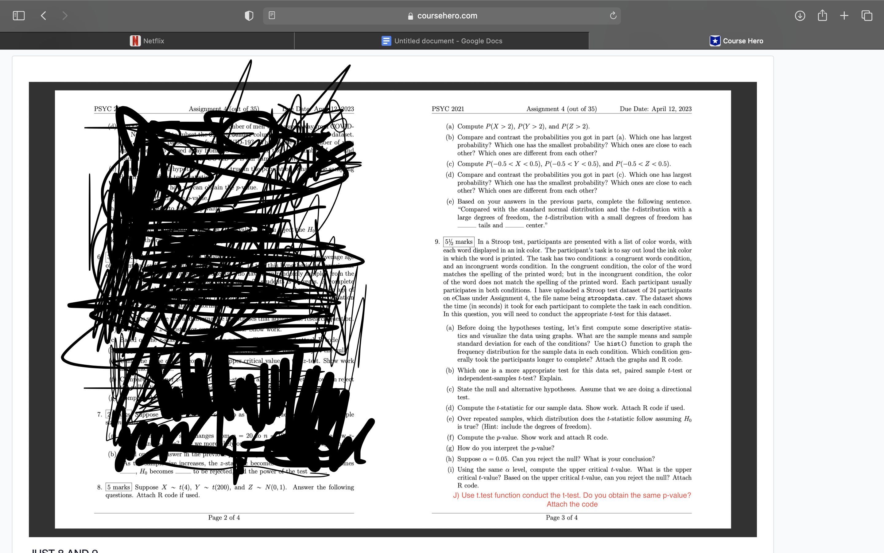 < > N Netflix coursehero.com Untitled document - Google Docs PSYC Assignment