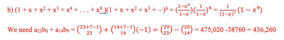 b) (1+x+x+x3+x++ + x)(1 + x + x + x + ...)6