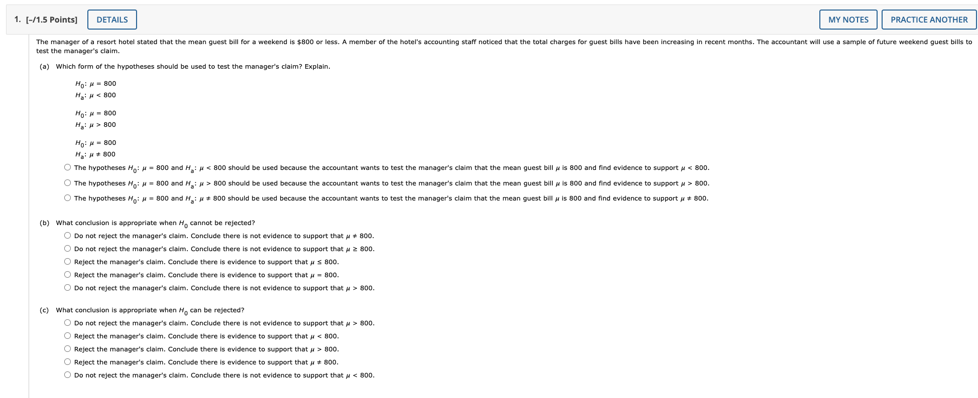 1. [-/1.5 Points] DETAILS MY NOTES PRACTICE ANOTHER The manager of a