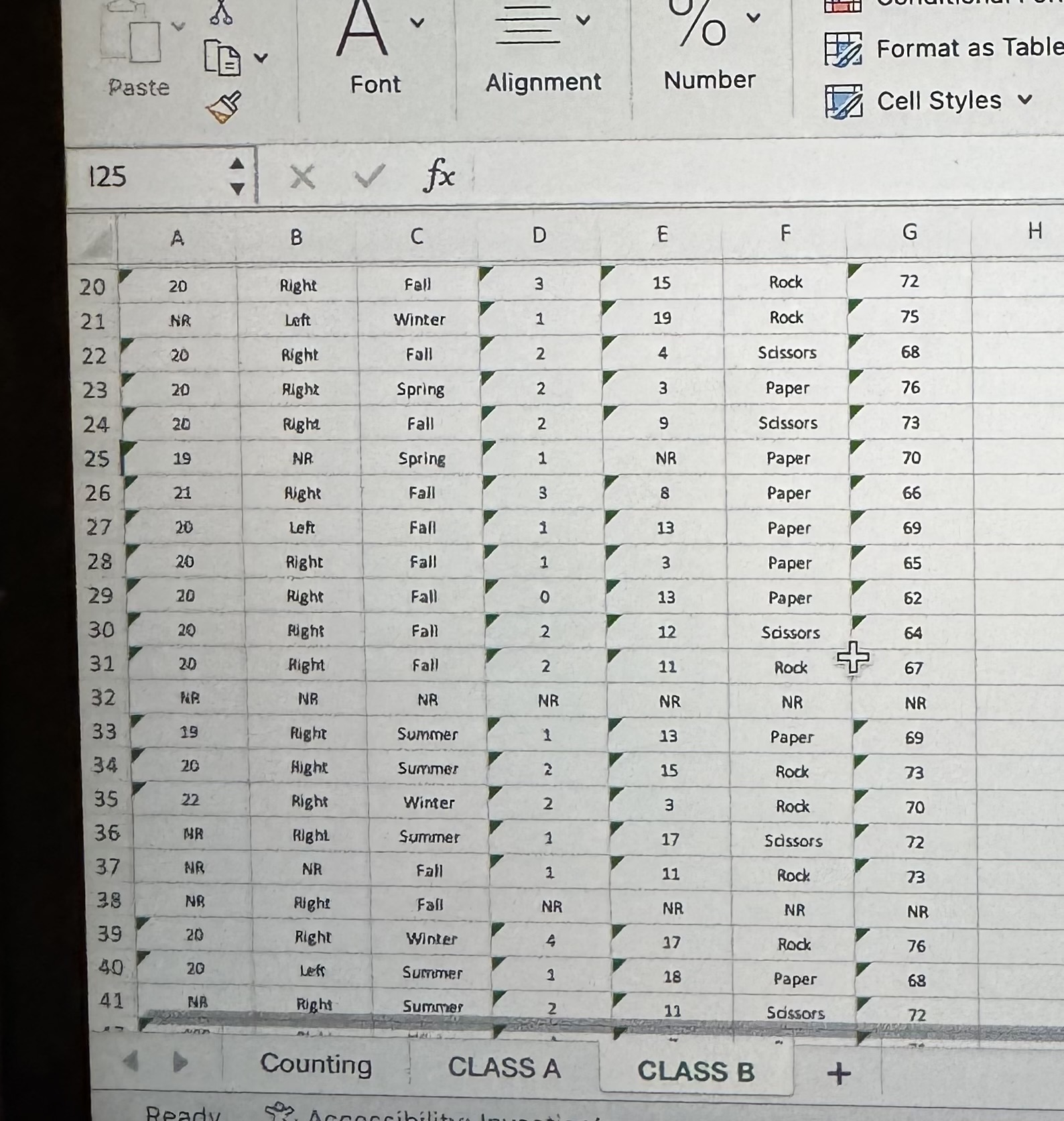 Preferred Favorite Number of Height Number 1- Paper, or Age (years) Hand