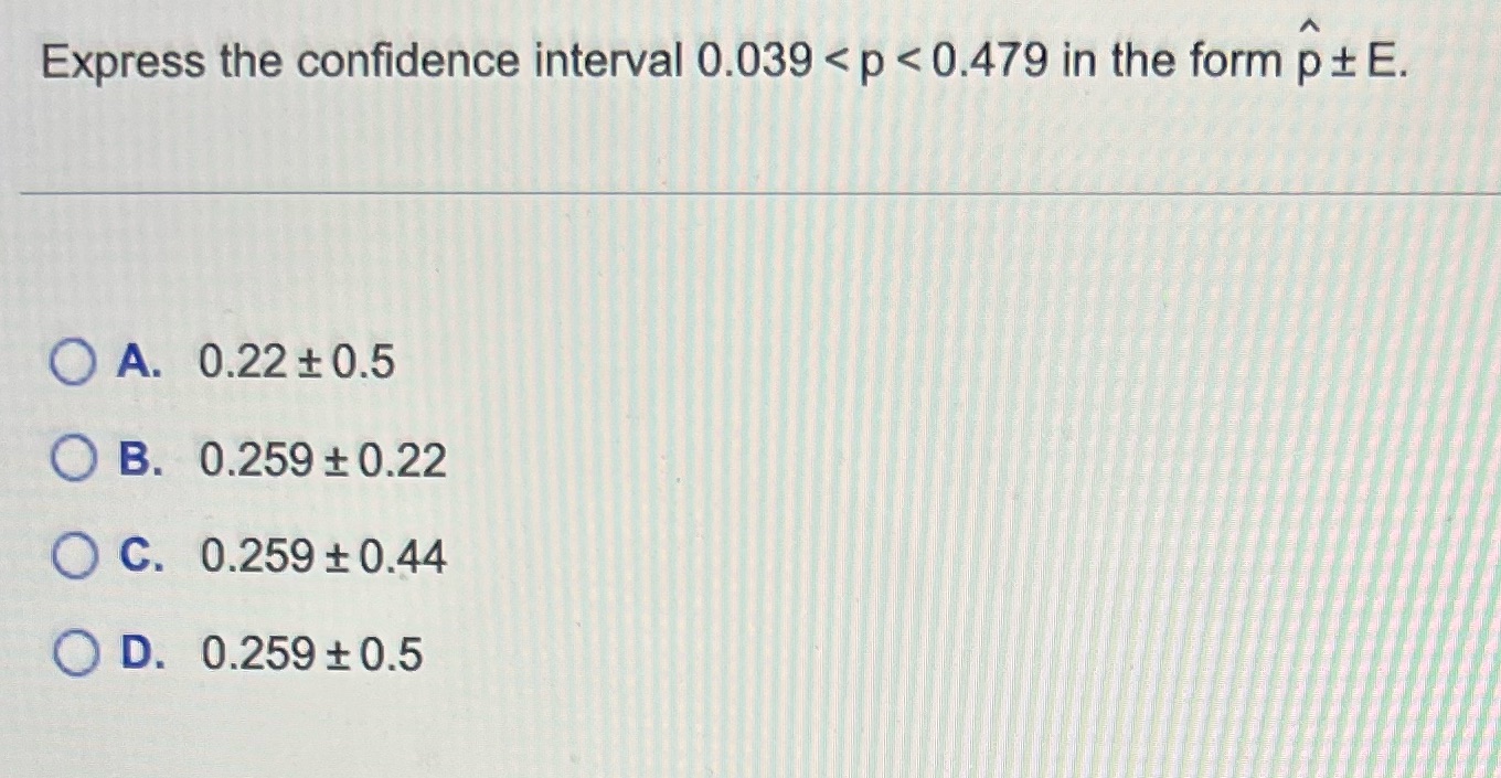 Express the confidence interval 0.039