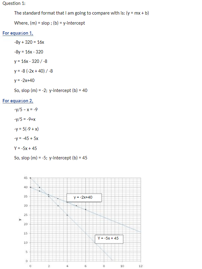 how a formulae or process works. 1. Consider the two linear equations