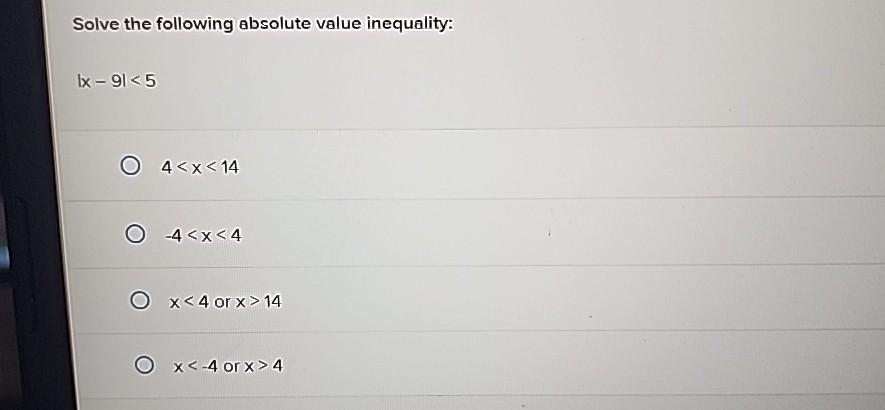 Solve the following absolute value inequality: lx-91 