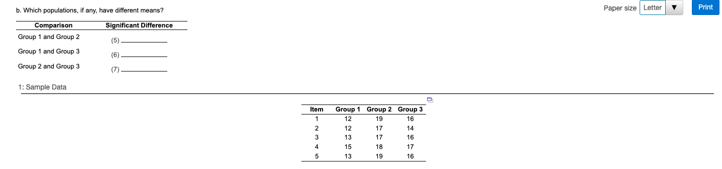 populations. a. Conduct a one-way analysis of variance on the data. Use