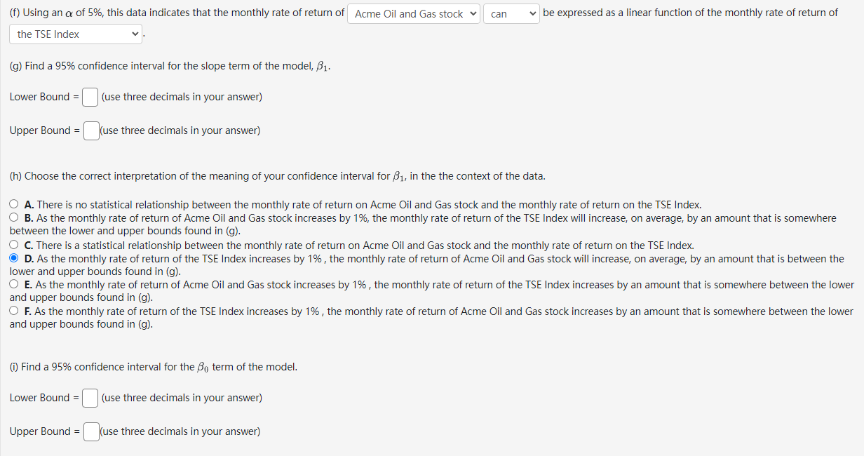 (f) Using an of 5%, this data indicates that the monthly rate