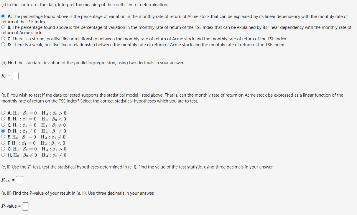 of return of Acme Oil and Gas stock can the TSE Index