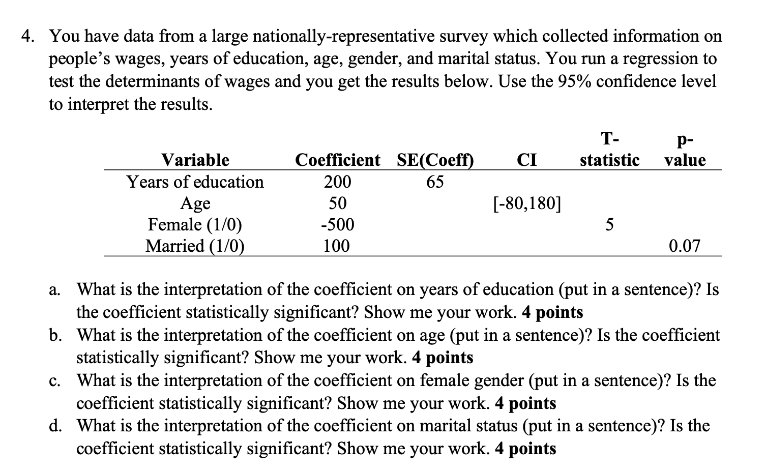 4. You have data from a large nationally-representative survey which collected information