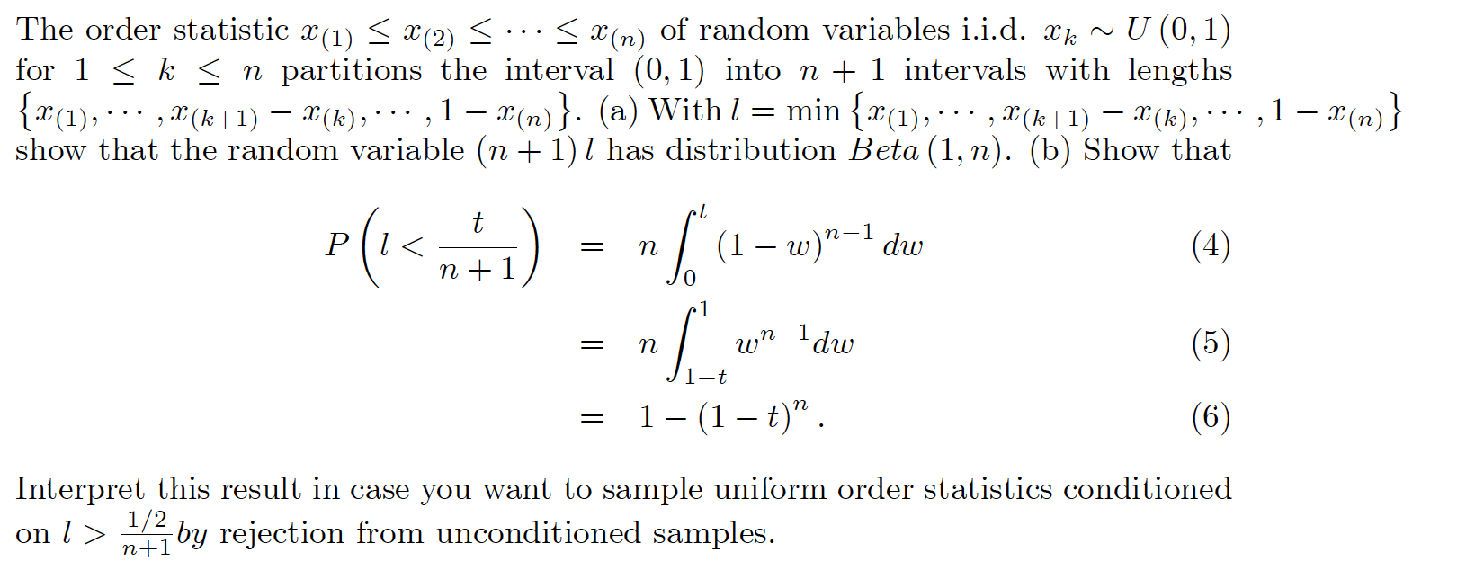 The order statistic x (1) x(2) x(n) of random variables i.i.d. xk