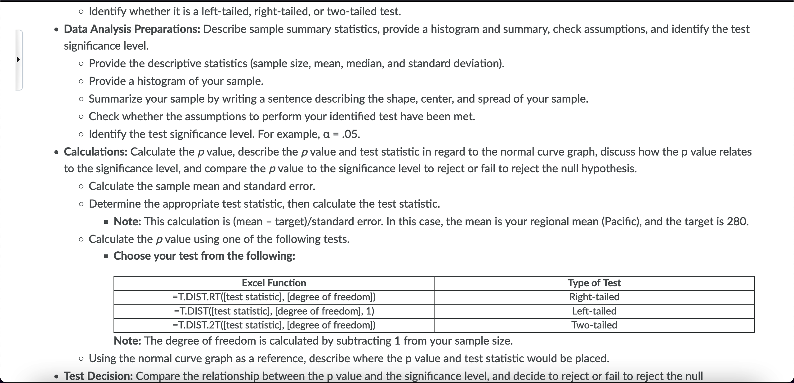reject or fail to reject the null hypothesis. Conclusion: Discuss how your