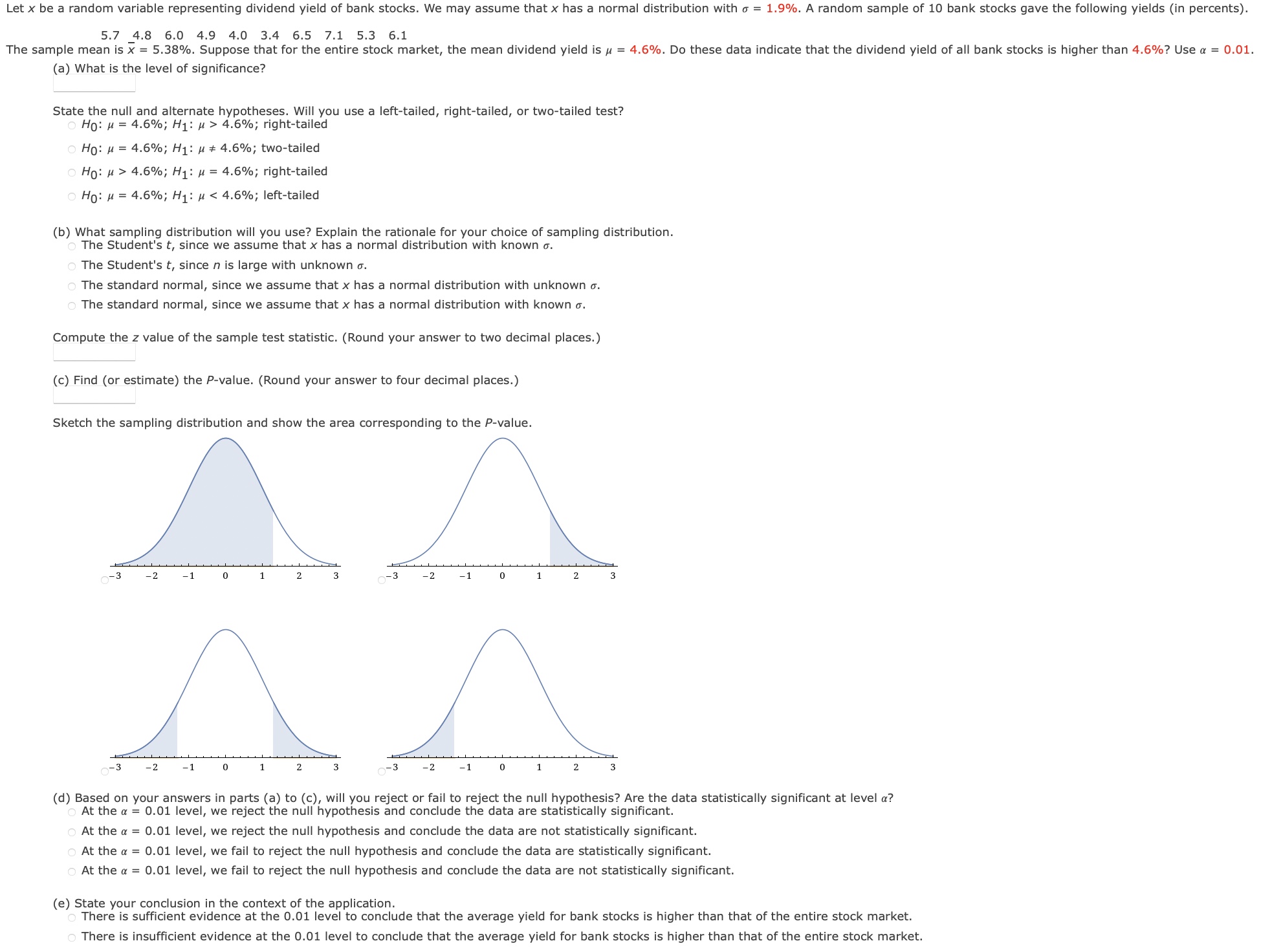 Let x be a random variable representing dividend yield of bank stocks.