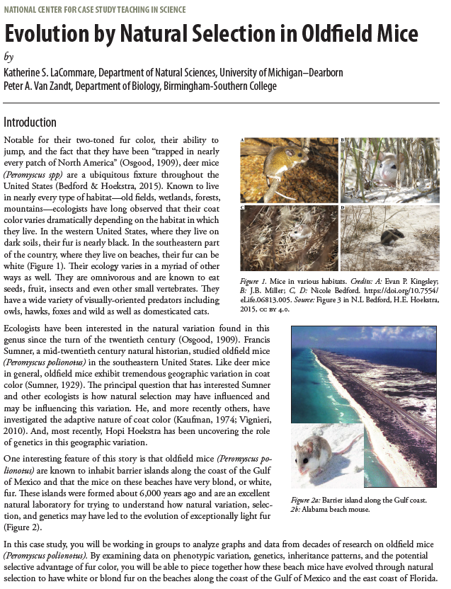 NATIONAL CENTER FOR CASE STUDY TEACHING IN SCIENCE Evolution by Natural Selection