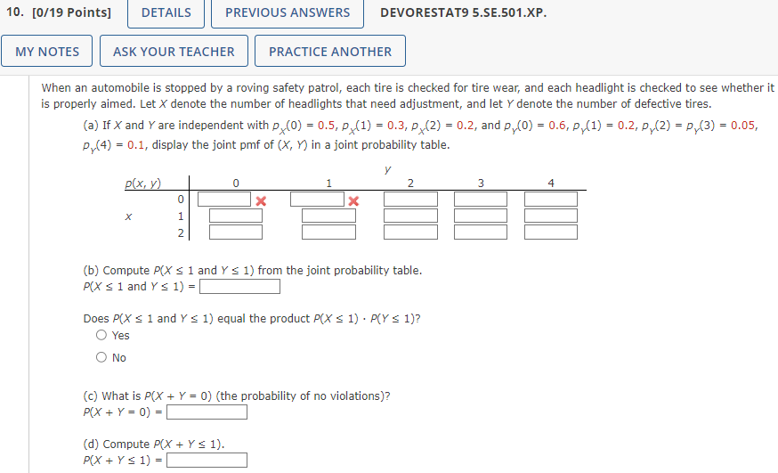 PREVIOUS ANSWERS 10. [0/19 Points] DETAILS MY NOTES ASK YOUR TEACHER DEVORESTAT9