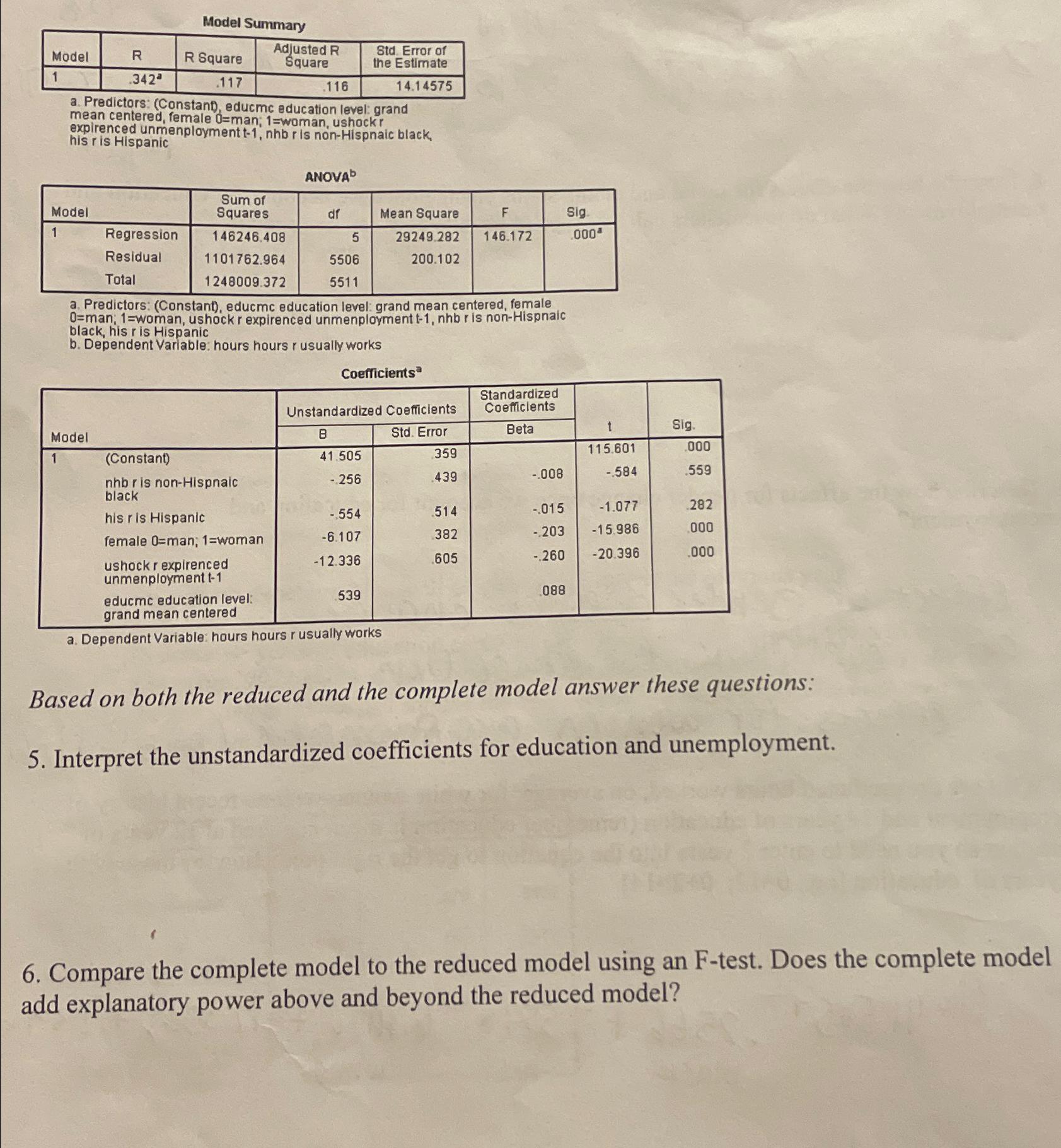 Model Summary Model R R Square Adjusted R Square Std. Error of