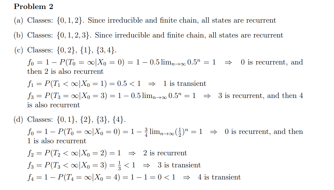 for a Markov chain with the transition probability matrix a) P where