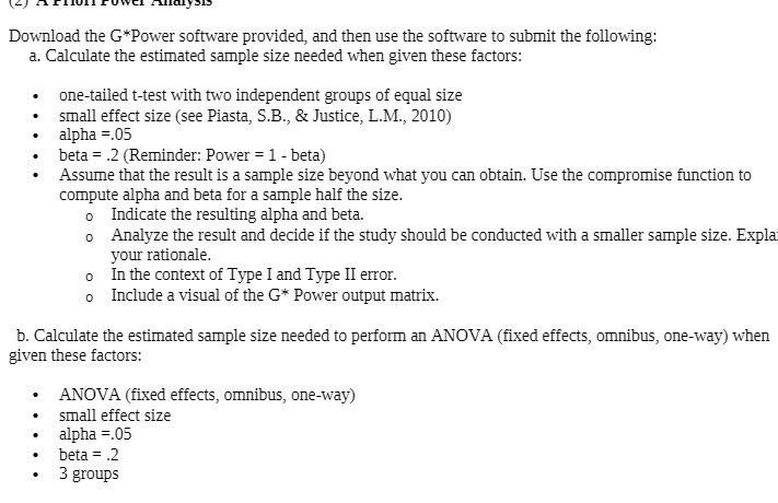 Download the G*Power software provided, and then use the software to submit